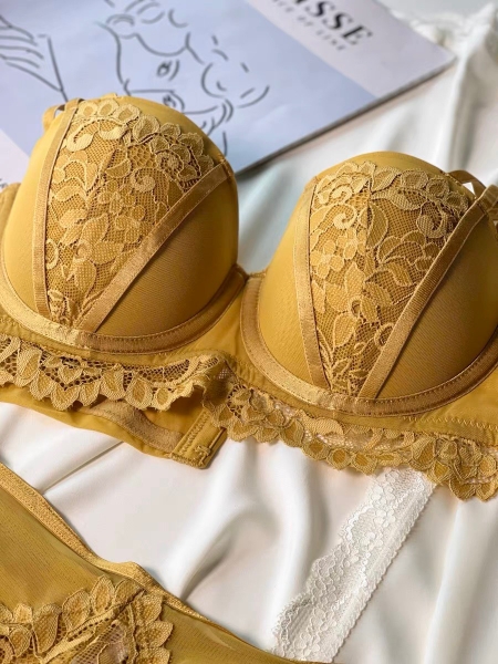Set đồ lót nữ Sachi set S1632 có gọng và mút nâng ngực phối ren dáng cúp ngang Bralettehousevn