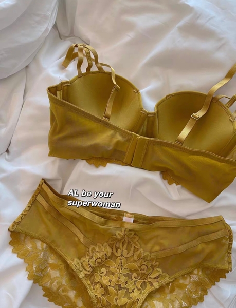 Set đồ lót nữ Sachi set S1632 có gọng và mút nâng ngực phối ren dáng cúp ngang Bralettehousevn