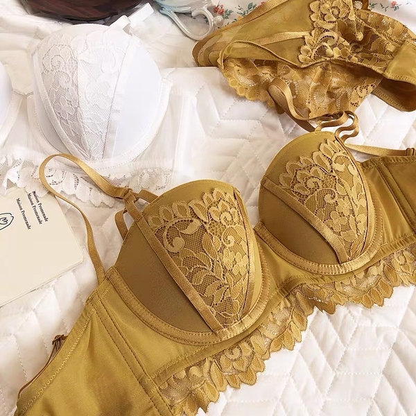 Set đồ lót nữ Sachi set S1632 có gọng và mút nâng ngực phối ren dáng cúp ngang Bralettehousevn