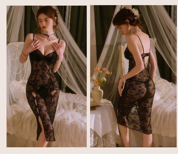 Đầm ngủ ren cao cấp dáng dài du lịch Vela Dress loại 1 gợi cảm Bralettehousevn