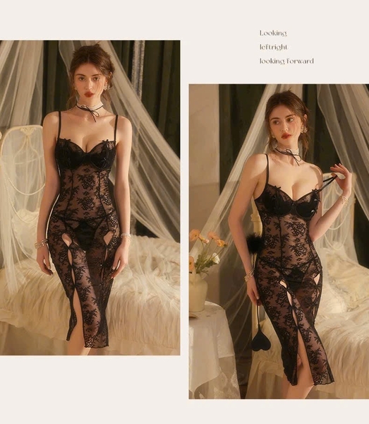 Đầm ngủ ren cao cấp dáng dài du lịch Vela Dress loại 1 gợi cảm Bralettehousevn