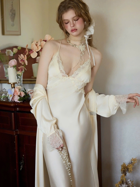 Đầm ngủ satin cao cấp dáng dài Beena Dress resort du lịch biển Bralettehousevn