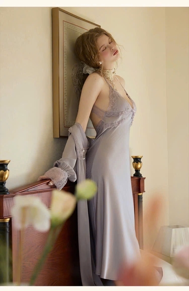 Đầm ngủ satin cao cấp dáng dài Beena Dress resort du lịch biển Bralettehousevn