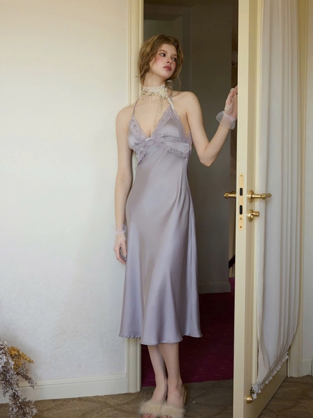 Đầm ngủ satin cao cấp dáng dài Beena Dress resort du lịch biển Bralettehousevn