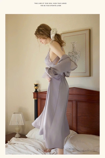 Đầm ngủ satin cao cấp dáng dài Beena Dress resort du lịch biển Bralettehousevn