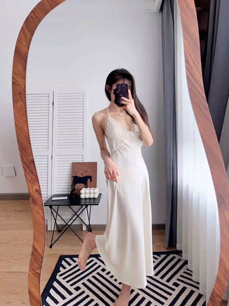 Đầm ngủ satin cao cấp dáng dài Beena Dress resort du lịch biển Bralettehousevn