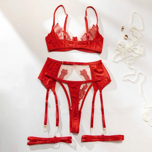 [TẶNG KÈM ĐAI] Bộ đồ lót 3 món lụa Recy Set S2685 phối voan thêu hoa nổi gợi cảm sang trọng quyến rũ Bralettehousevn