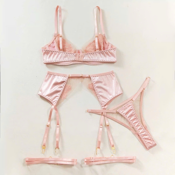 [TẶNG KÈM ĐAI] Bộ đồ lót 3 món lụa Recy Set S2685 phối voan thêu hoa nổi gợi cảm sang trọng quyến rũ Bralettehousevn