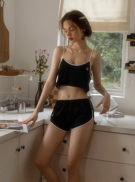 Bộ đồ ngủ satin lụa cao cấp Desire Set S2112 áo 2 dây quần short trẻ trung nữ tính Bralettehousevn