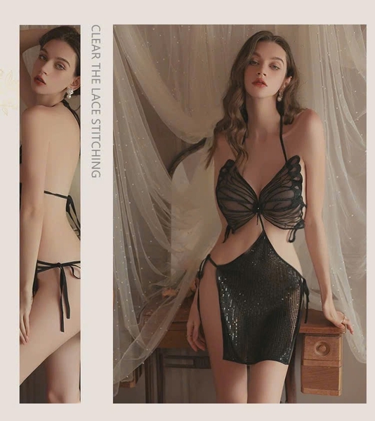 Đầm váy ngủ nữ cột dây Ethereal Dress S2678 cánh bướm lấp lánh kim sa nữ tính quyến rũ Bralettehousevn