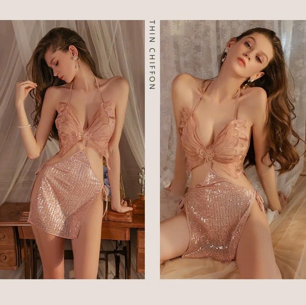 Đầm váy ngủ nữ cột dây Ethereal Dress S2678 cánh bướm lấp lánh kim sa nữ tính quyến rũ Bralettehousevn