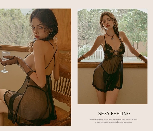 Đầm váy ngủ nữ Jude Dress S2424 xuyên thấu phối ren sang trọng cao cấp loại 1 Bralettehousevn