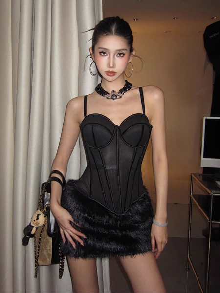 Áo corset nữ xuyên thấu cao cấp Solid Corset S2688 thời trang sang chảnh Bralettehousevn