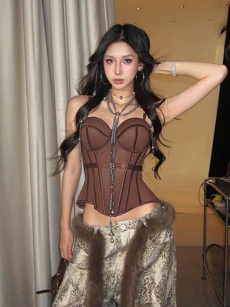 Áo corset nữ xuyên thấu cao cấp Solid Corset S2688 thời trang sang chảnh Bralettehousevn