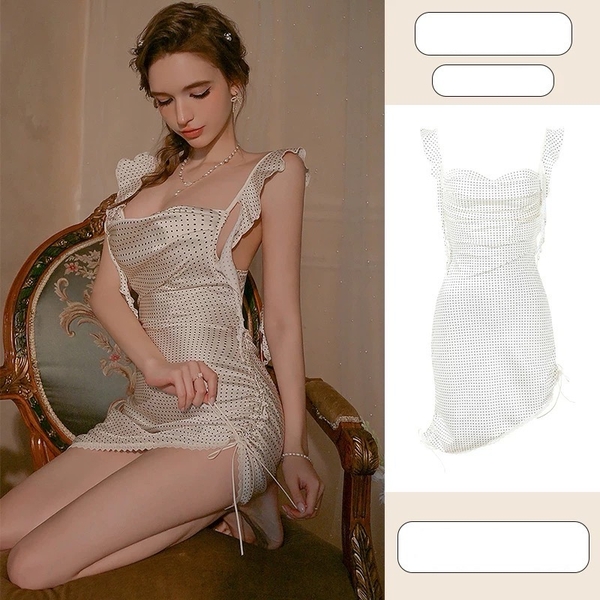 Đầm váy ngủ nữ satin cao cấp Melting Dress S2486 tua rua xoắn trendy đi biển du lịch gợi cảm nữ tính mới nhất Bralettehousevn