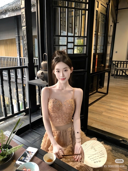 Áo corset cao cấp Click Corset S2689 đính hạt sang chảnh tiểu thư Bralettehousevn