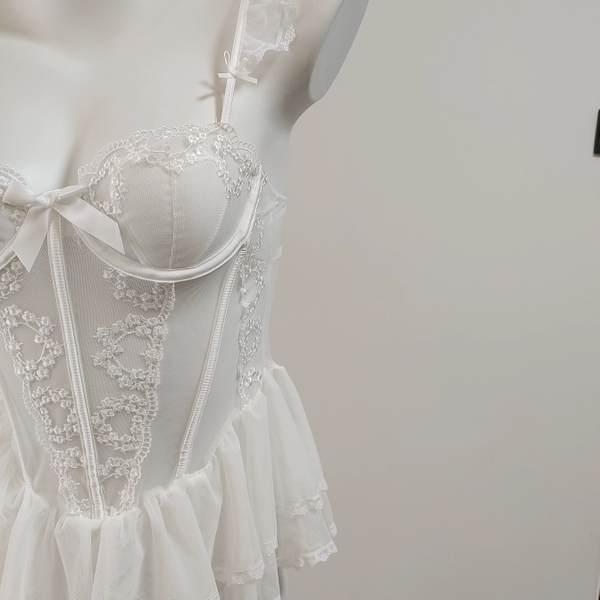 [HOT HIT] Candace Corset S2487 kèm đai vòng đùi ren cao cấp xuyên thấu cánh tiên sang trọng gợi cảm quyến rũ Bralettehousevn