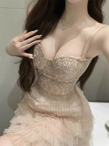 Áo corset cao cấp Click Corset S2689 đính hạt sang chảnh tiểu thư Bralettehousevn
