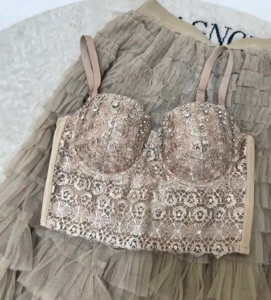 Áo corset cao cấp Click Corset S2689 đính hạt sang chảnh tiểu thư Bralettehousevn