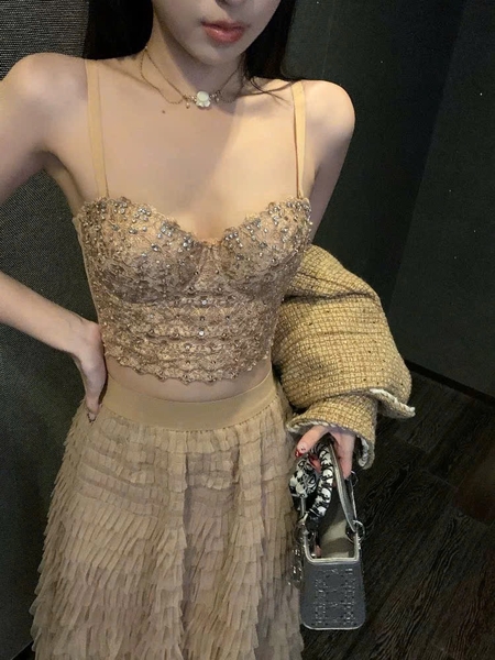 Áo corset cao cấp Click Corset S2689 đính hạt sang chảnh tiểu thư Bralettehousevn