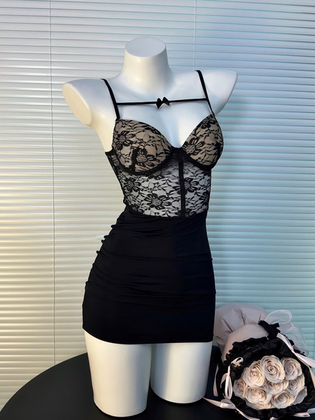 Đầm  váy ngủ có gọng mút tôn dáng Bare Dress S2635 phối ren tôn dáng gợi cảm nữ tính