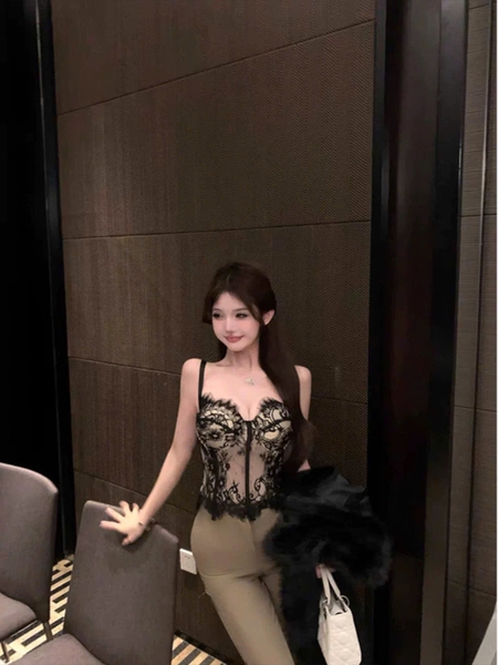 Áo corset cao cấp Lacie Corset S2692 ren lông mi sang trọng có gọng mút Bralettehousevn