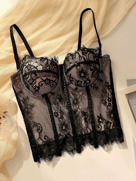 Áo corset cao cấp Lacie Corset S2692 ren lông mi sang trọng có gọng mút Bralettehousevn