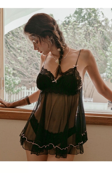 Đầm váy ngủ nữ Vince Dress S2421 lưới phối ren cao cấp xuyên thấu gợi cảm Bralettehousev