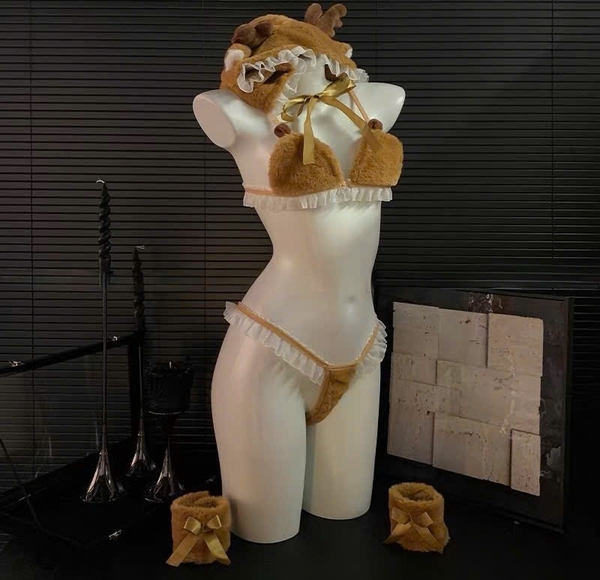 Bộ đồ hoá trang tuần lộc bông Caribou Set S2649 tặng nón mềm mại đáng yêu gợi cảm Bralettehousevn