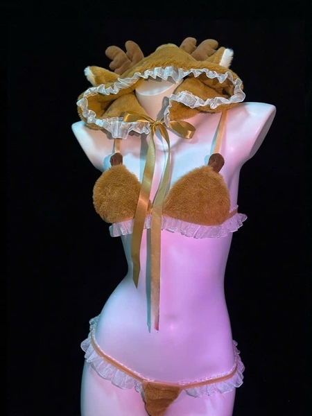 Bộ đồ hoá trang tuần lộc bông Caribou Set S2649 tặng nón mềm mại đáng yêu gợi cảm Bralettehousevn