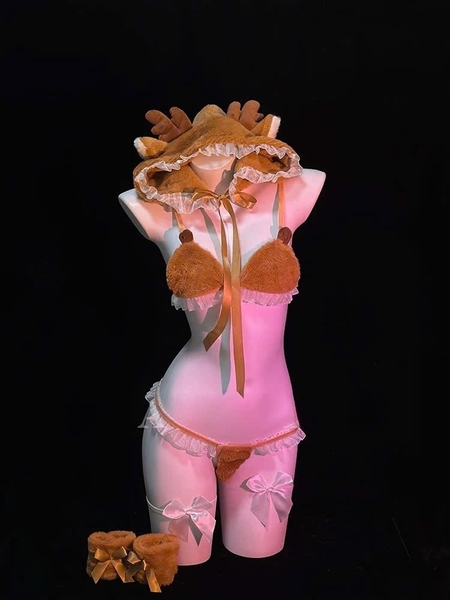 Bộ đồ hoá trang tuần lộc bông Caribou Set S2649 tặng nón mềm mại đáng yêu gợi cảm Bralettehousevn