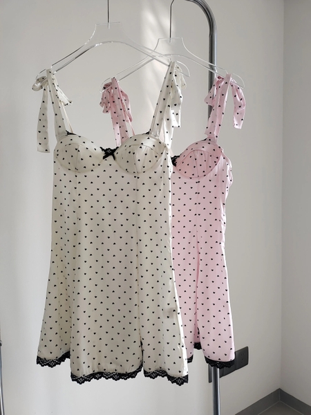 [HOT HIT] Đầm váy ngủ nữ satin cao cấp Uzui Dress S2490 chấm bi retro nữ tính hot nhất mùa hè có mút quyến rũ nữ tính Bralettehousevn