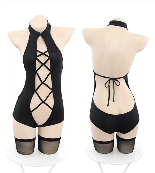 Bộ đồ liên thân FULL CUT OUT BODYSUIT S1220 cổ tàu gợi cảm táo bạo cột dây Bralettehousevn