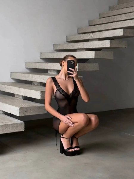 Đầm beo xuyên thấu Pamie Dress S2687 kèm quần gợi cảm quyến rũ Bralettehousevn