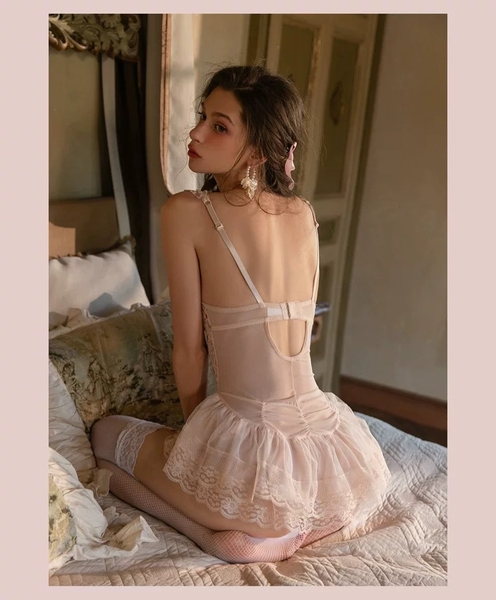 Đầm váy nữ Lux Corset S2439 phối hoa phong cách balletcore dáng corset có xương định hình phối bèo thiên thần tiểu thư nữ tính Bralettehousevn