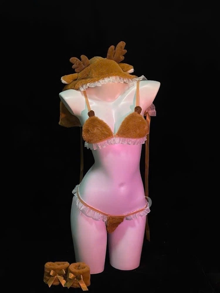 Bộ đồ hoá trang tuần lộc bông Caribou Set S2649 tặng nón mềm mại đáng yêu gợi cảm Bralettehousevn