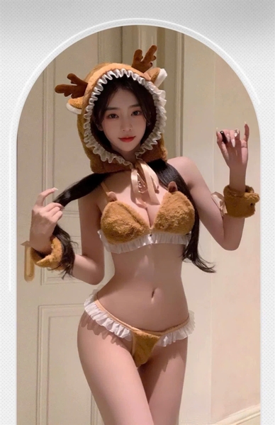 Bộ đồ hoá trang tuần lộc bông Caribou Set S2649 tặng nón mềm mại đáng yêu gợi cảm Bralettehousevn