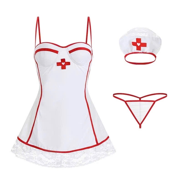(Kèm cài) Bộ đồ cosplay y tá có mút độn Heroiny Set S2255 cao cấp dáng xoè Bralettehousevn