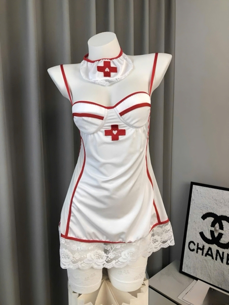 (Kèm cài) Bộ đồ cosplay y tá có mút độn Heroiny Set S2255 cao cấp dáng xoè Bralettehousevn