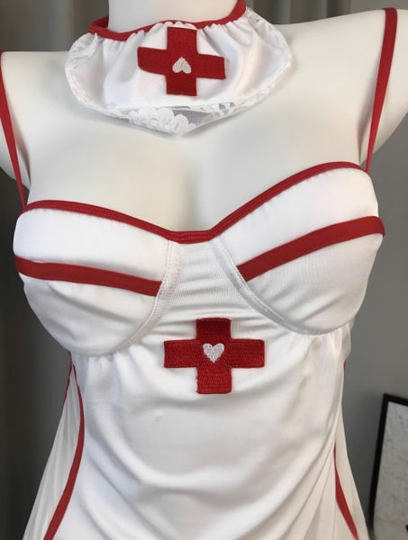 (Kèm cài) Bộ đồ cosplay y tá có mút độn Heroiny Set S2255 cao cấp dáng xoè Bralettehousevn