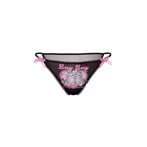 Quần lót lưới Sunshine Panties Q2245 dáng tam giác dây mảnh xuyên thấu in hình mèo gợi cảm trẻ trung Bralettehousevn