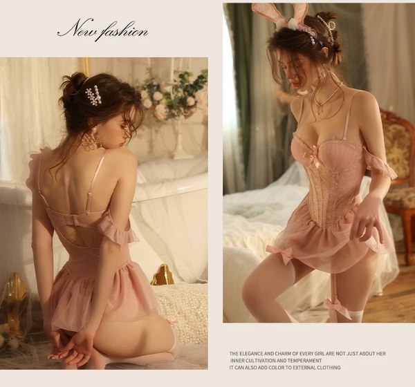 [Kèm quần] Matilda Corset S2434 ballet nàng thơ cao cấp có mút đệm tay bèo trễ vai váy xoè kèm đai Bralettehousevn