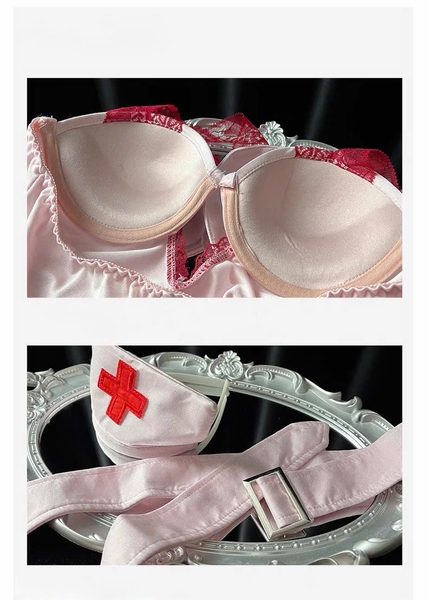 Bộ đồ cosplay y tá Caring Set S2676 kèm nón có gọng mút tôn dáng gợi cảm co giãn nhẹ Bralettehousevn