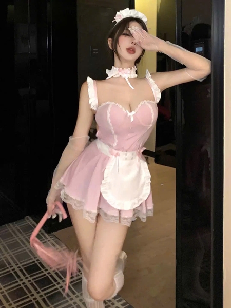 [KÈM PHỤ KIỆN] Bộ đồ cosplay hầu gái Cleaning Maid Set S2622 có gọng có mút tôn dáng Bralettehousevn