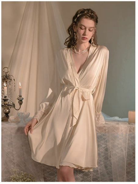 (Che tên - Hoả tốc) Choàng ngủ tiểu thư S2161Cinamon girl chất liệu satin cao cấp cho nữ Bralettehousevn