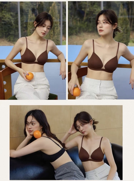 Áo lót không gọng Rakun Bra S2710 bề mặt trơn thoải mái cúp V phối lưới cao cấp Bralettehousevn