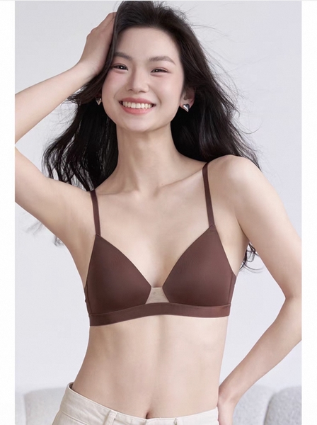 Áo lót không gọng Rakun Bra S2710 bề mặt trơn thoải mái cúp V phối lưới cao cấp Bralettehousevn