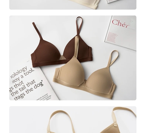 Áo lót không gọng Rakun Bra S2710 bề mặt trơn thoải mái cúp V phối lưới cao cấp Bralettehousevn