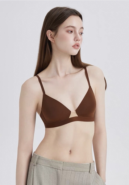 Áo lót không gọng Rakun Bra S2710 bề mặt trơn thoải mái cúp V phối lưới cao cấp Bralettehousevn