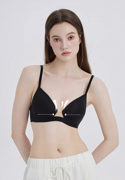 Áo lót không gọng Rakun Bra S2710 bề mặt trơn thoải mái cúp V phối lưới cao cấp Bralettehousevn